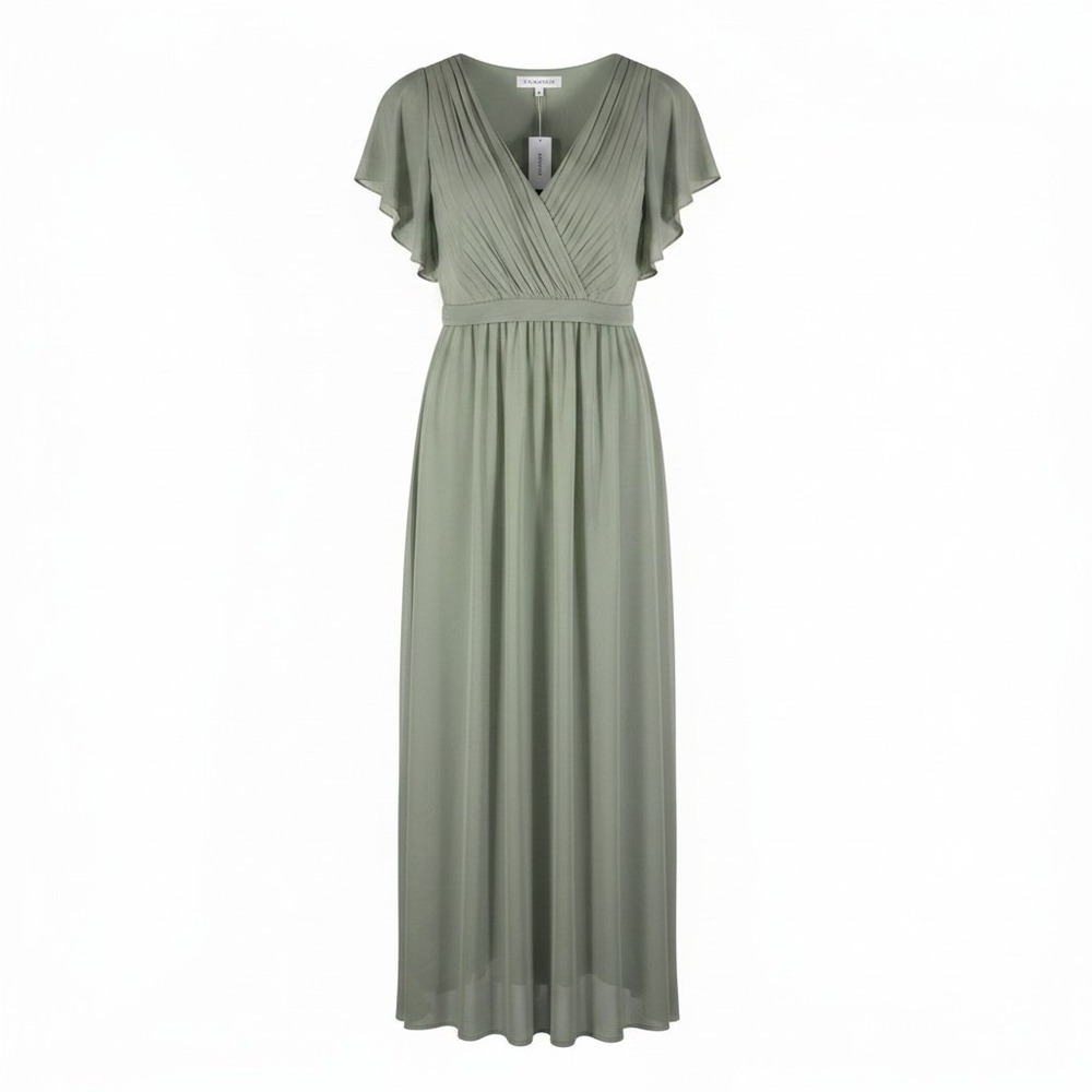 Ever Pretty Bridesmaids Dress Size 6 Sage Green Chiffon Pleated Maxi EE0164AMG06